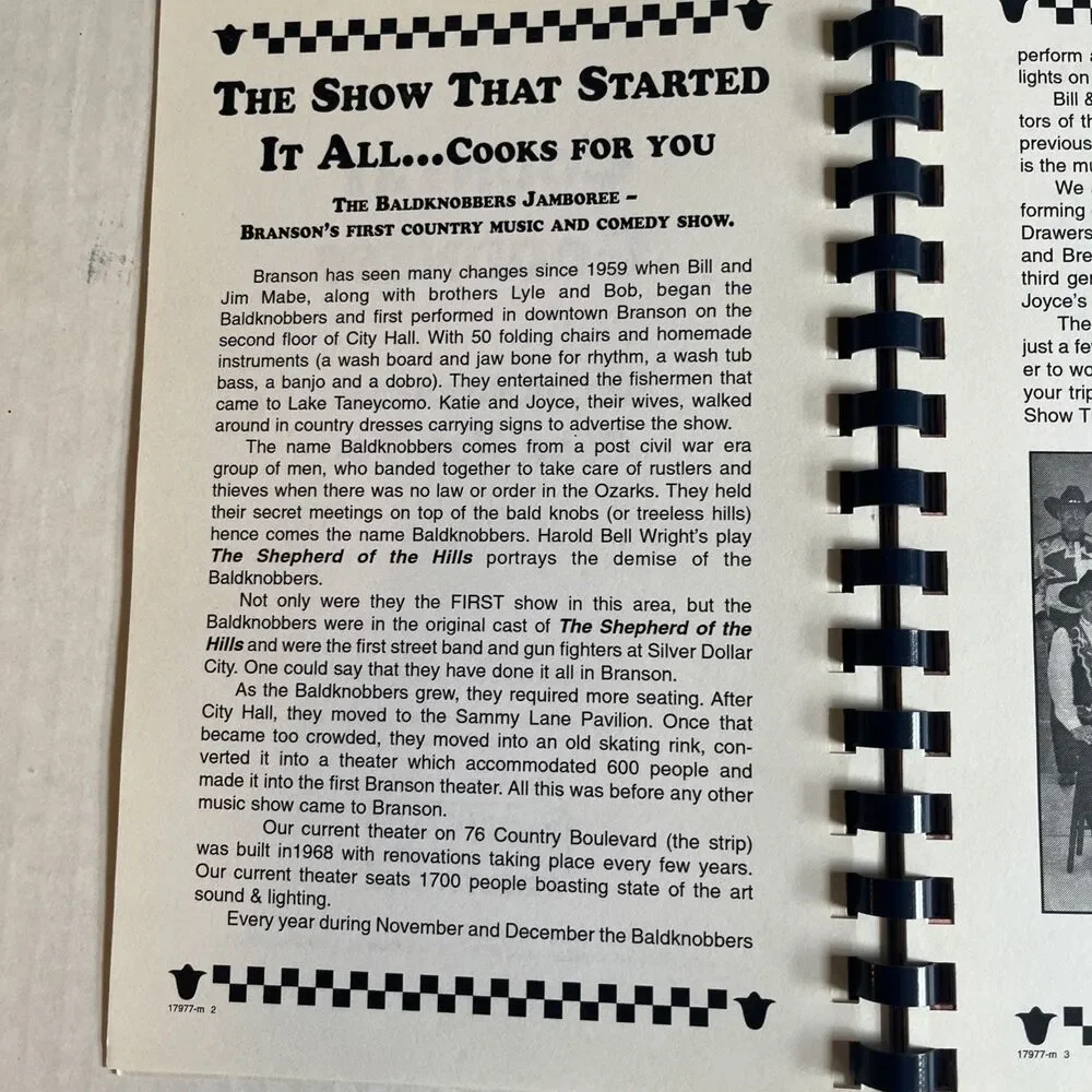Country Goodness Baldknobbers Cook For You Cookbook 1996 Recipes Helpful Hints
